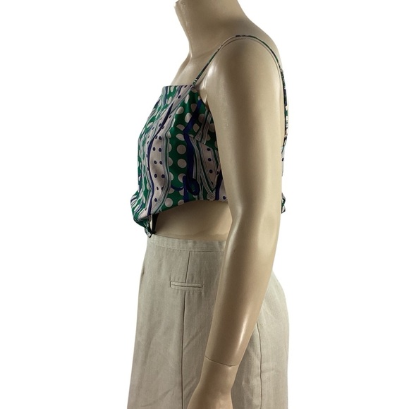 Lulus Mystical Moves Green Print Tie Back Crop Top Size L - Picture 3 of 6